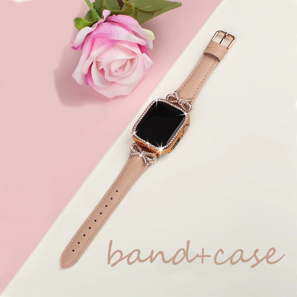 Bow strap+Diamond case for Apple Watch 40/41/42/44/45/46/49 For Fashion+Elegant Women's iWatch series11 10 987 654 accessories - view 4