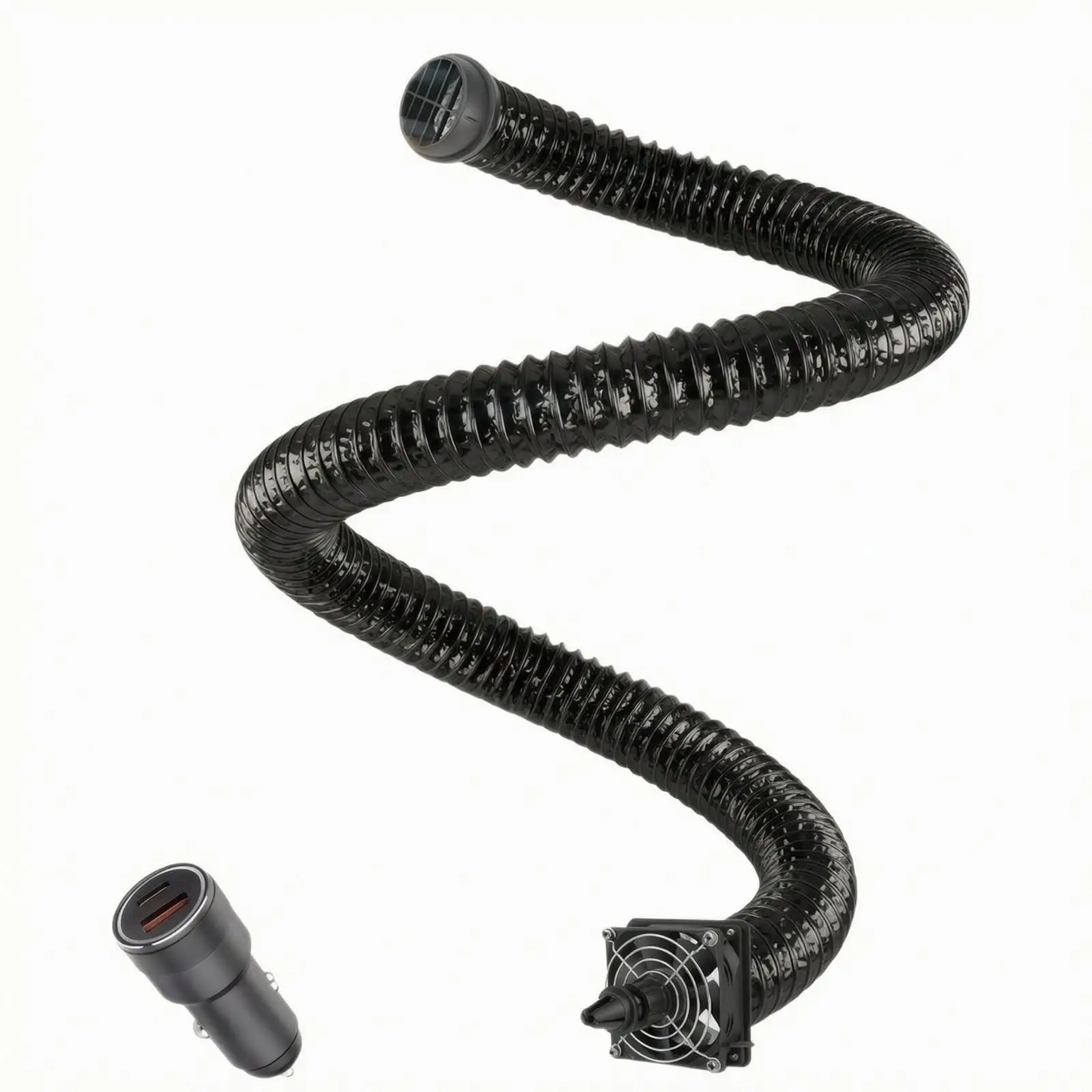 Car Air Duct Fan Portable 12V Ventilation System for Vehicle Camping Travel with Long Maneuverable Hose