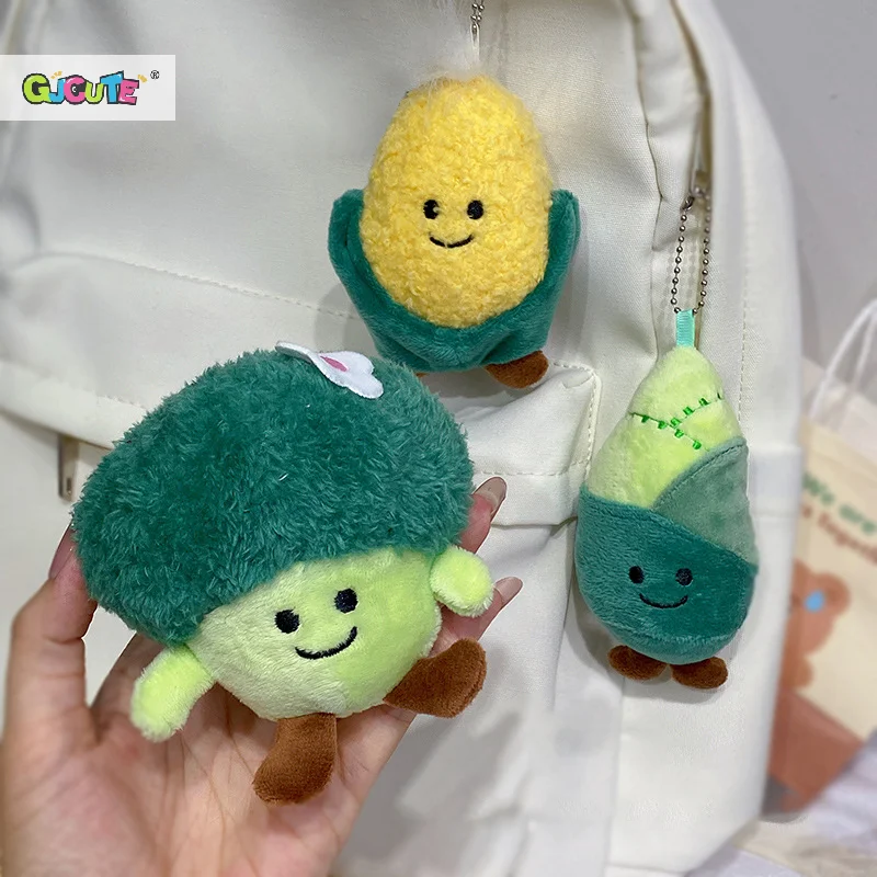 Simulation Vegetable Plush Toy Keyring Cartoon Corn Broccoli Pendant Soft Stuffed Doll Keychain Backpack Car Bag Decor Kid Gift