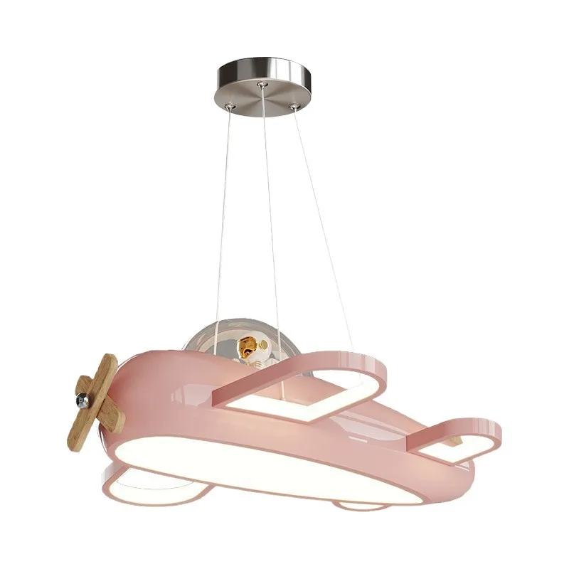 

Children's room chandelier boys and girls creative cartoon plane light princess room light cream wind eye protection bedroom