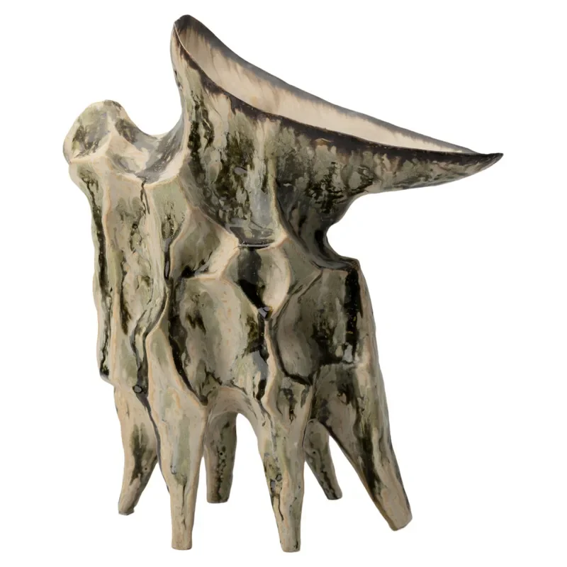 Modern Wabi Sabi Ceramic Vase Irregular Shape Art Decor for Living Room TV Cabinet Entrance Home Ornament Flower Holder