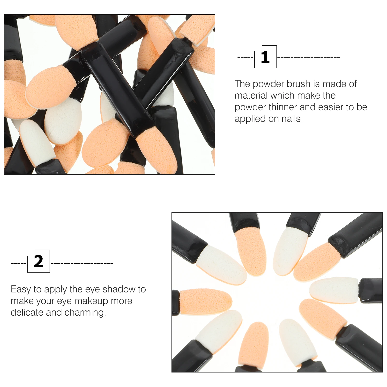 

50pcs Nail Art Sponge Brush For Manicure Powder Applicator Diy Eyeshadow Application Shiny Nail Beauty Tool Mirror Effect