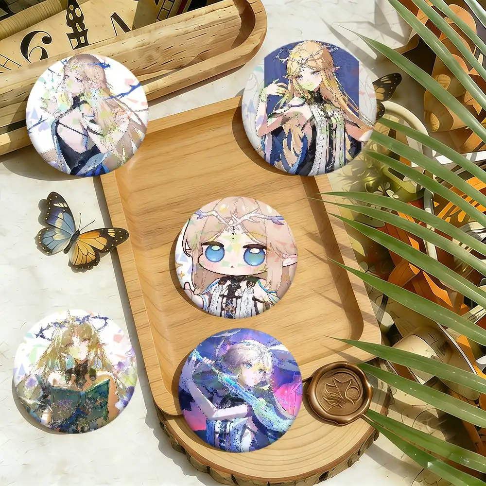 game Wuthering Waves Cartethyia Round Pin Brooch Laser Badges Collect Gifts Cosplay Clothes Backpack Decor