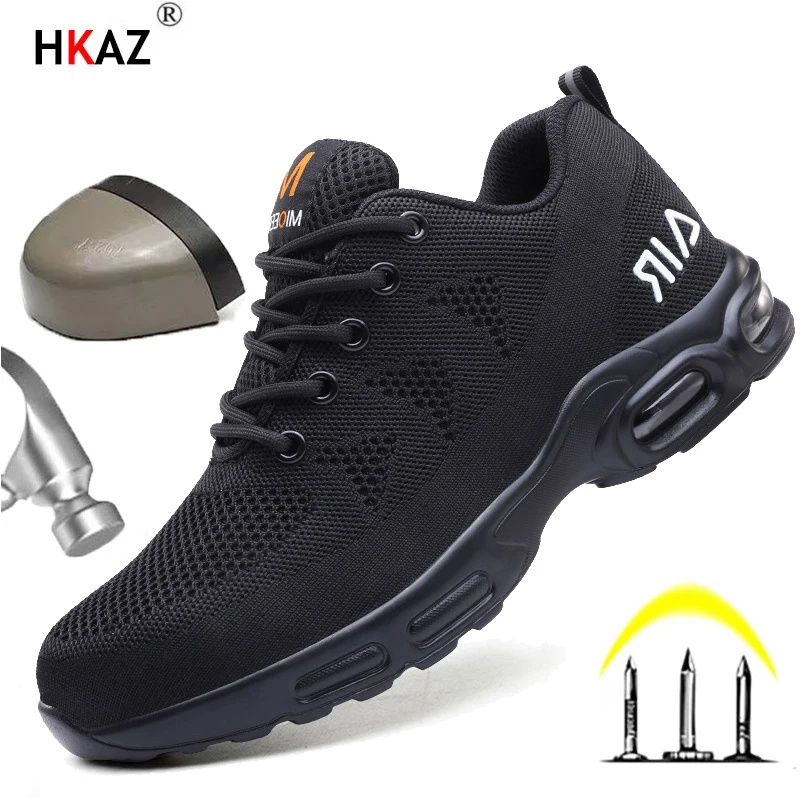 Summer Cushion Work Safety Shoes For Men Women Breathable Work Sneakers Steel Toe Shoes Anti-puncture Safety Protective Shoe