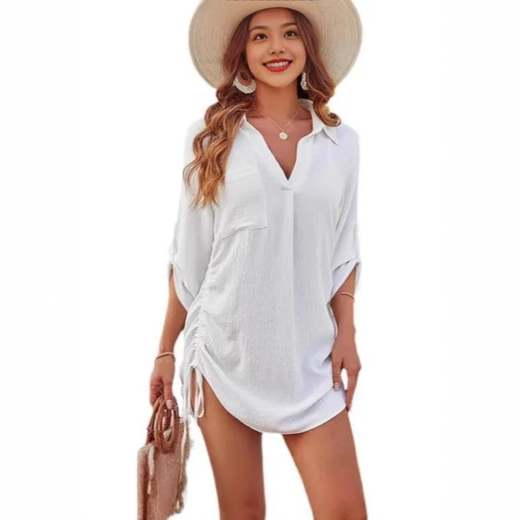 Damen-Bluse zum Abnehmen, Strandbedeckung, irt, String, lässig, Polyester, Seven Sve, Spring Faion, Pendeln, normal, Thi...