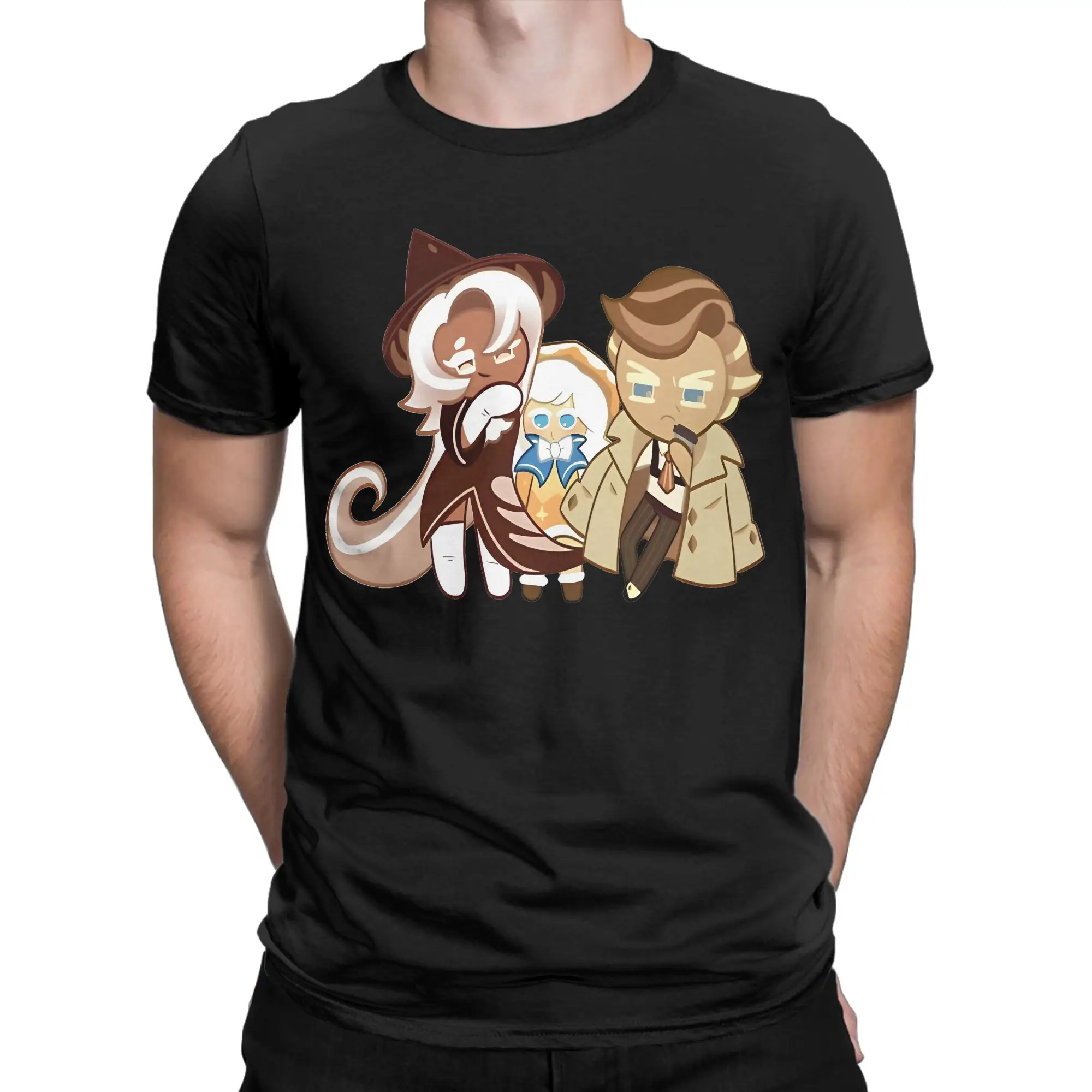 Latte + Creampuff + Almond Cookie T Shirt Men Women Pure Cotton Funny T-Shirts Round Collar Cookie Run Kingdom Tees Gift Idea