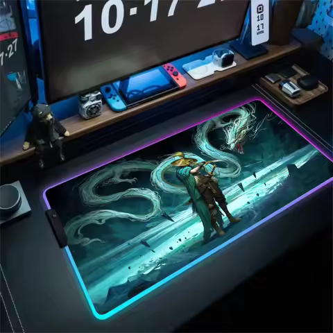 RGB Mouse pad Illustration design of samurai and dragon LED glow gaming mats desk mat pc accessories Gaming keypad mousepad