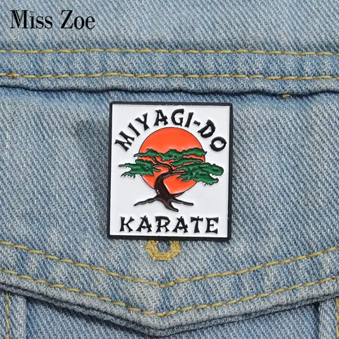 Miyagi-Do-Alfileres esmaltados de Karate, broches de abanico de artes marciales personalizados, insignias de solapa, joyería de dibujos animados, regalo para niños y amigos