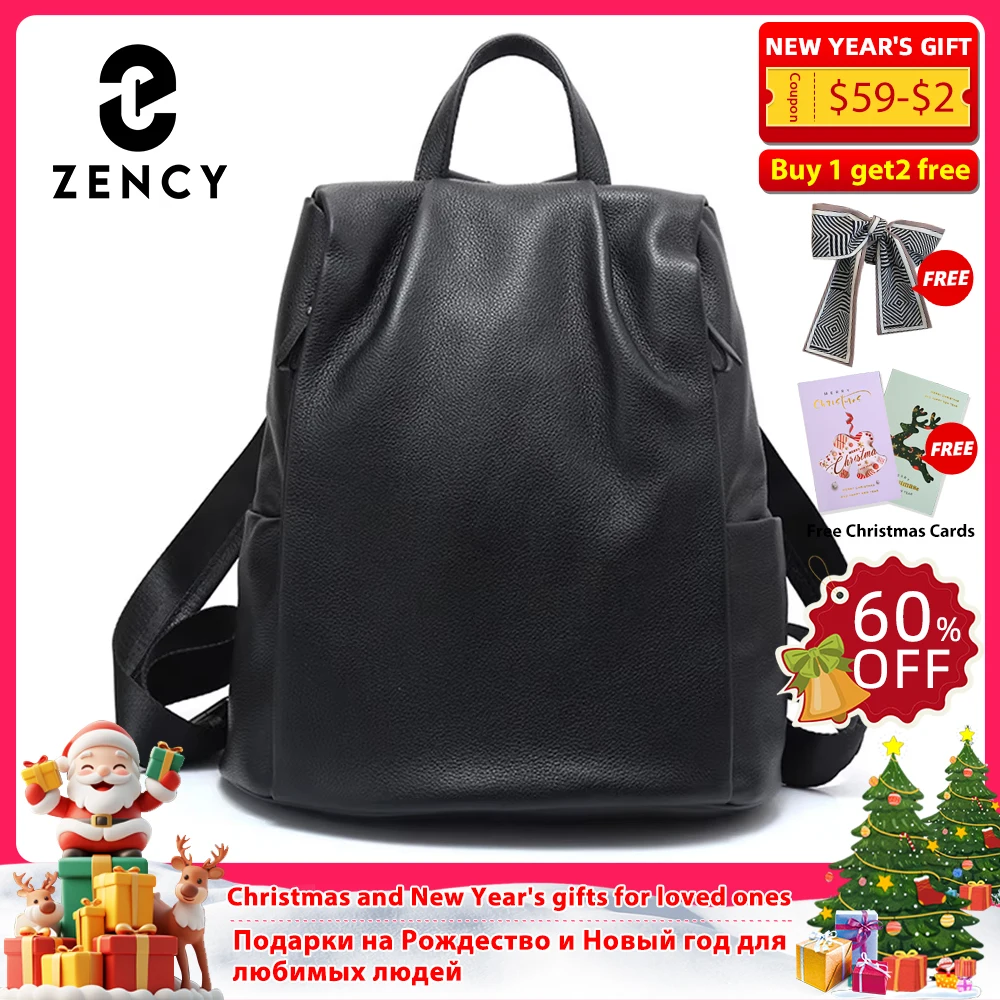 

Zency Anti-theft Back Opening Backpack Purses For Women 100% Genuine Leather Black Travel Bag Fashion Knapsack Laptop Bag White