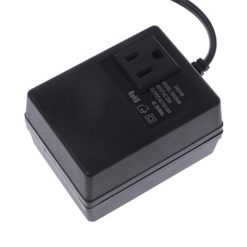 200W AC 220V to 110V Reduce Transformer Convert Travel Power EU Plug Adapter