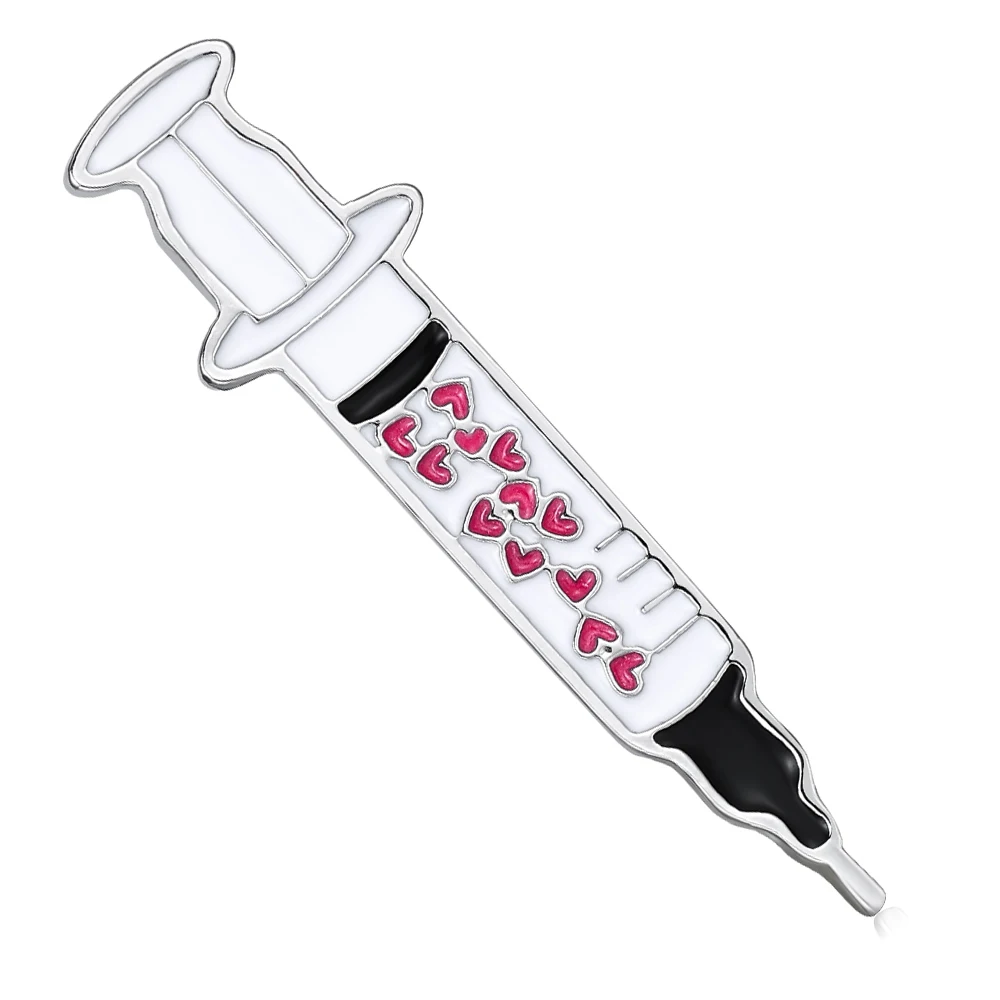 DCARZZ Medical Syringe Enamel Brooch Phlebotomist Injection Department Pin for Doctor Nurse Backpack Collar Lapel Badge