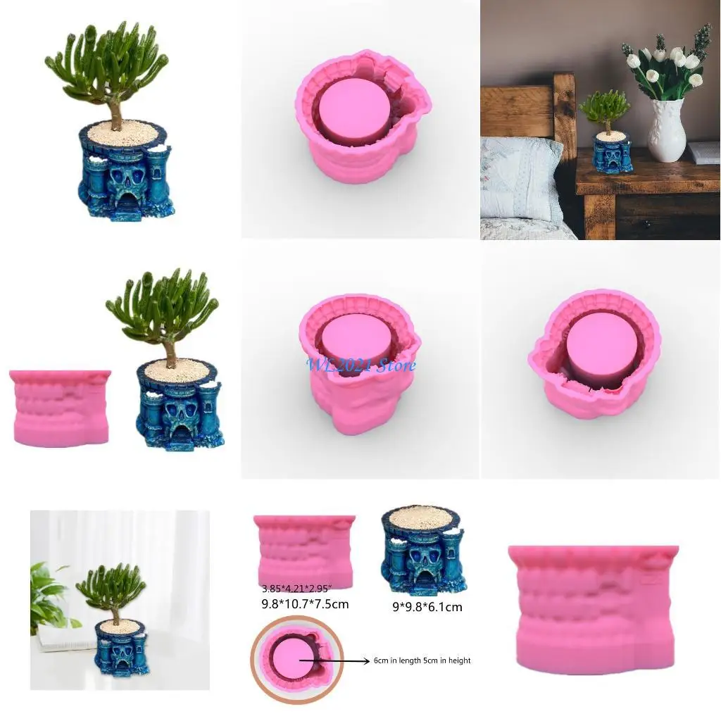 

G5GC Череп плантатор контейнер смолы сочный горшок силиконовая форма для литья эпоксидной смолы