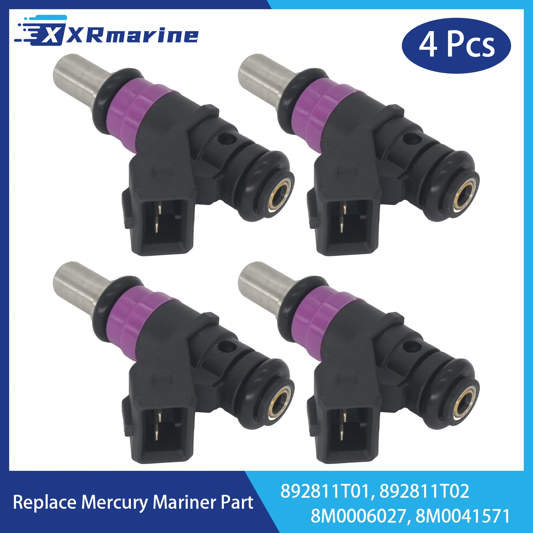 

4 Pcs Fuel Injectors 8M0041571 for Mercury Mariner Verado Pro 75-300HP 4-Stroke Outboard Engine 8M0006027 892811T01 892811T02