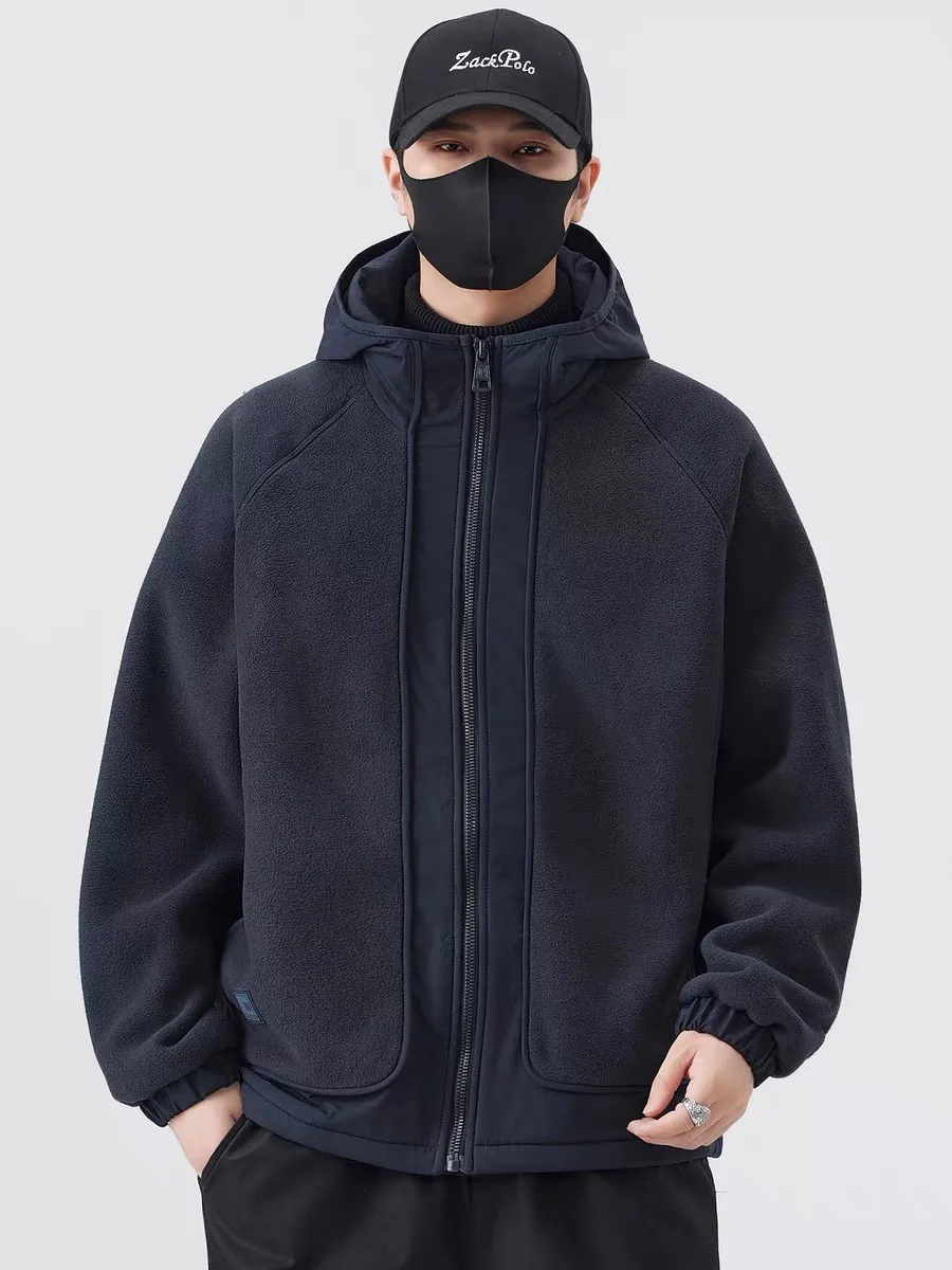 

Thiened Fce Hooded Jaet Men's Autumn Winter New Casual Warm Coat Cotton Clothes for Men Youth Trendy ort Sle Zippe...