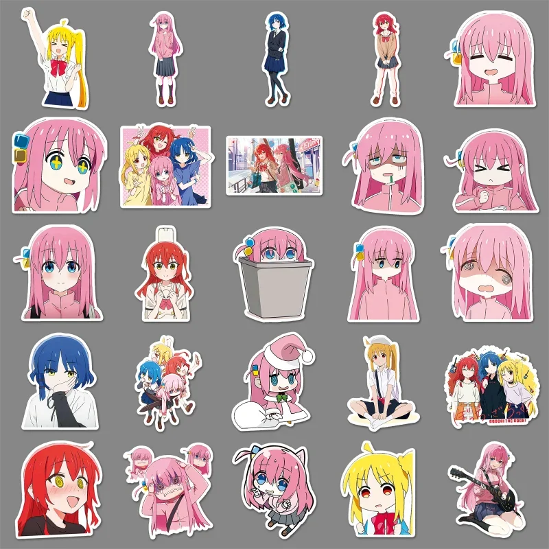 50pcs BOCCHI THE ROCK Anime Figure Stickers Kawaii Hitori Yamada Ryo Ijichi Nijika Kita Ikuyo DIY Luggage Waterproof Stickers