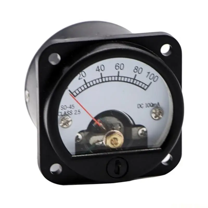 E56B 100mA Pointer Ammeter 45 Type DC100MA Analog Panel Meter for Sound Power Tracking and Safety