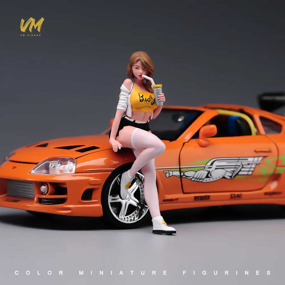 Vm 1/64 Painted Miniature Figure Set Diorama Scene Model Character With Bicycle Baseball Bat Gun For 1 64 Car Layout
