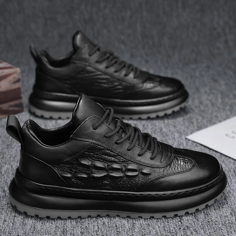 New casual business leather shoes mens fashionable crocodile casual kitchen chef shoes sports men's trendy board shoes designer