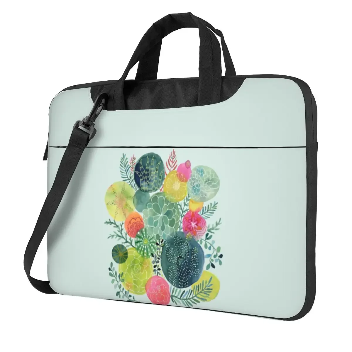 Succulent Circles Crossbody Laptop Bag Case Computer Bag Resistant Protective Notebook Pouch for Macbook Pro Lenovo