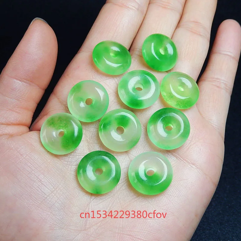 5pcs Natural Emerald Green Jade Doughnut Beads DIY Bracelet Bangle Charm Jewellery Fashion Accessories Amulet Gifts Women Men