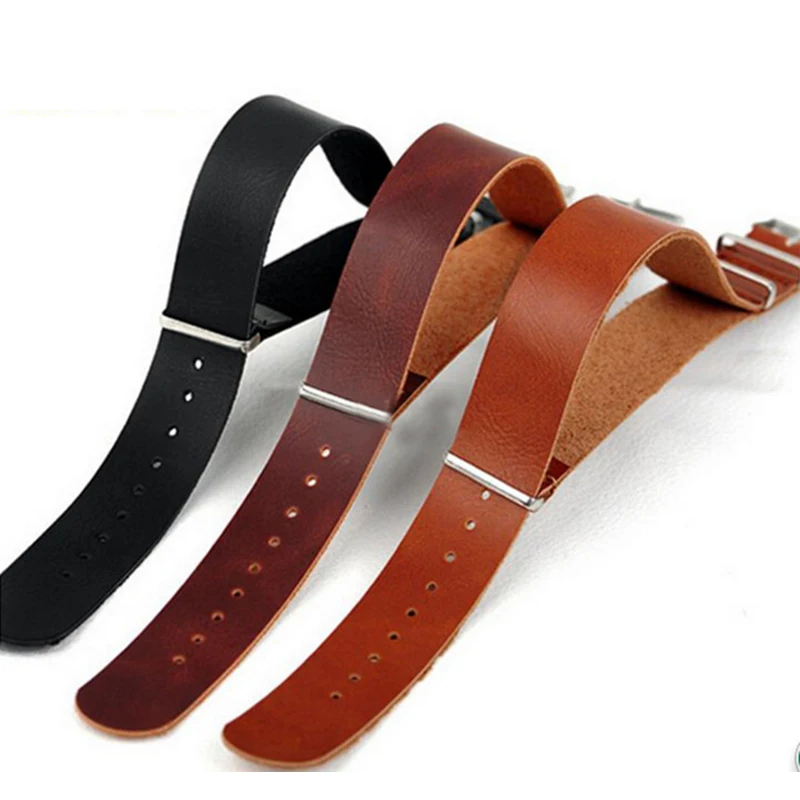 18/20/22/24mm Adjustment Leather Watchband Unisex All-match Replacement Stainless Steel Buckle Bracelet Strap Accessories