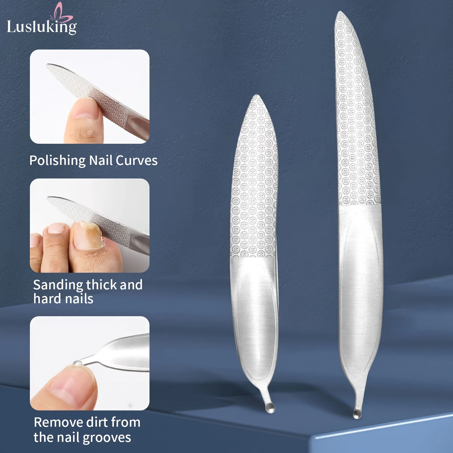 مبرد أظافر من الفولاذ المقاوم للصدأ، أداة مانيكير وباديكير صغيرة على الوجهين للأظافر الناعمة، مثالية للاستخدام المنزلي أو الصالون #4