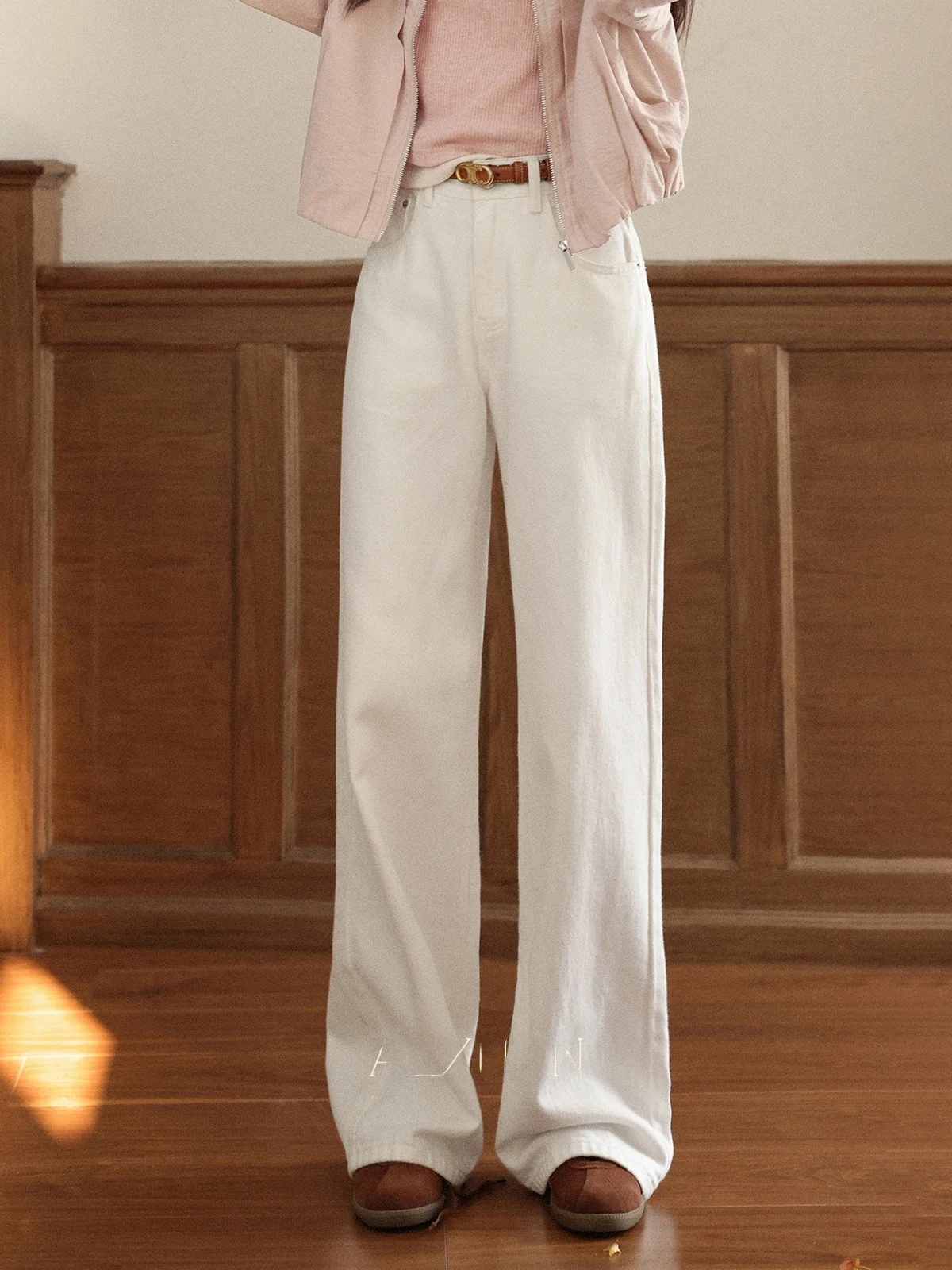 

Белые джинсы с высокой талией и прямыми штанинами для женщин, маленький размер, для повседневной носки, широкие брюки, удобные, из мягкой эластичной ткани