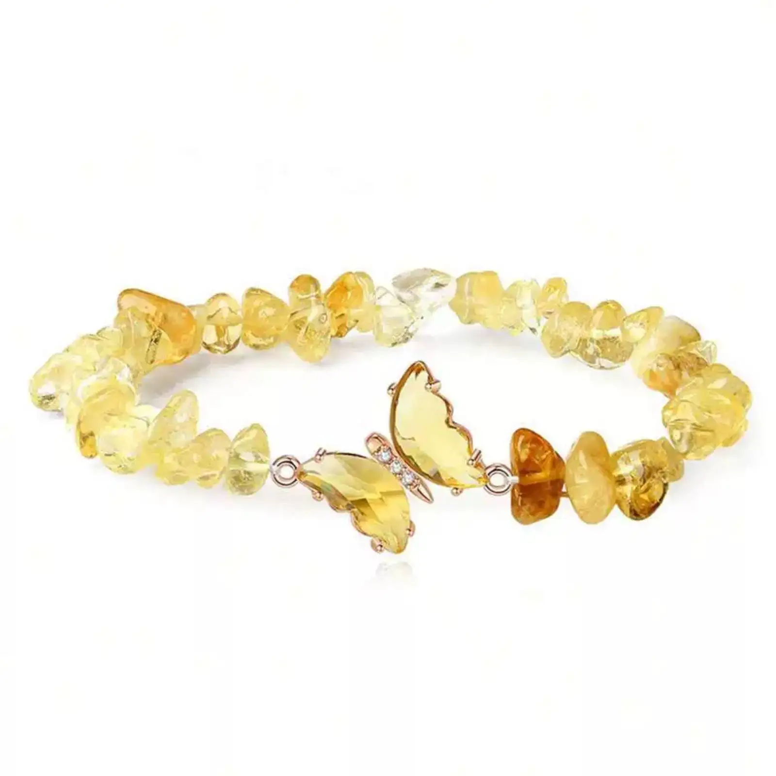Rundes Perlenarmband mit Naturstein-Schmetterlingsanhänger für Damen, Schmuckgeschenk – Detail 8