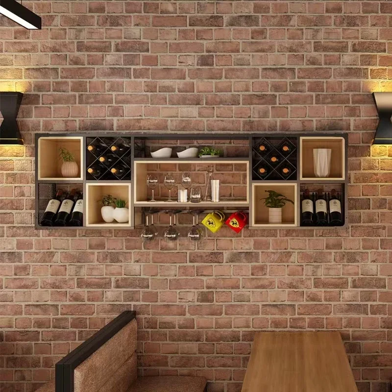 Decoration Restaurant Wine Rack Wall Hanging Fashion Creative Household Bar Cabinet Storage Ironwork Szafka Home Bar Furniture