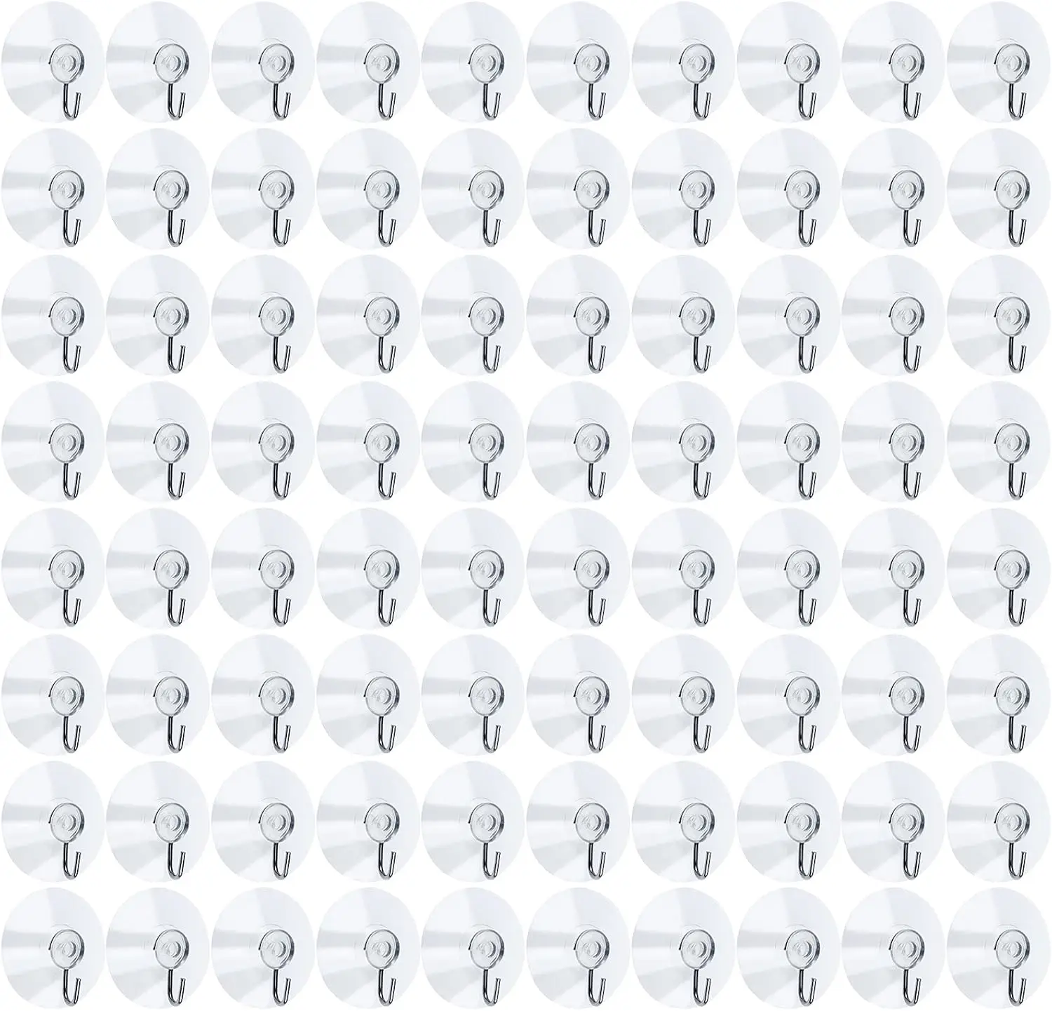 

80 Pcs Suction Cup Wall Hooks for Kitchen Bathroom - Clear Reusable Hangers with Metal Hooks for Towel, Wreath, Decor
