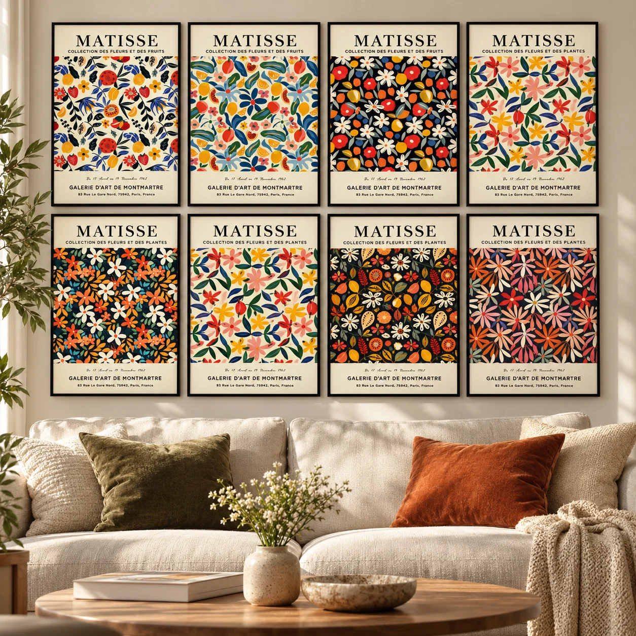 Matisse Botanical Exhibition Poster, Vintage Flower Cutout Canvas Prints, Colorful Floral Pattern, Mid Century Modern Wall Decor