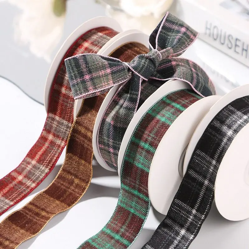 2.5/3 wide small fragrant plaid webbing DIY bow hair accessories clothing bouquet gift box packaging ribbon