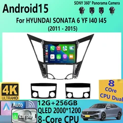 Auto Android 15 For HYUNDAI SONATA 6 YF I40 I45 2011-2015 Multimedia 9 Inch CarPlay Screen BT Car Radio 5G Wifi NO DVD