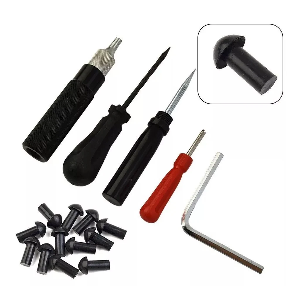 17PCS Outer Tire Puncture Repair Kit Mushroom Plug Tool Motorcycle Scooter Bike Car Motorcycle Tire Repair Plug Tool