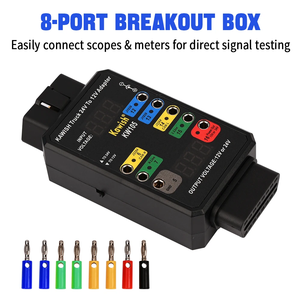 

Новый! KW105 адаптер для тяжелых грузовиков, преобразователь 24 В на 12 В для X431 OBD, функциональный диагностический инструмент для транспортных средств