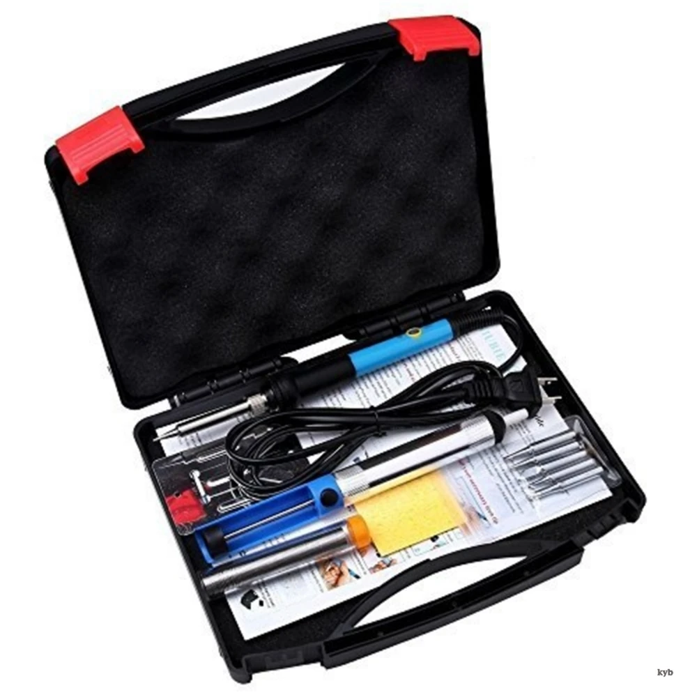 Soldering Iron Kit 60W 110V Adjustable Temperature Welding Soldering Iron with Tool Carry Case