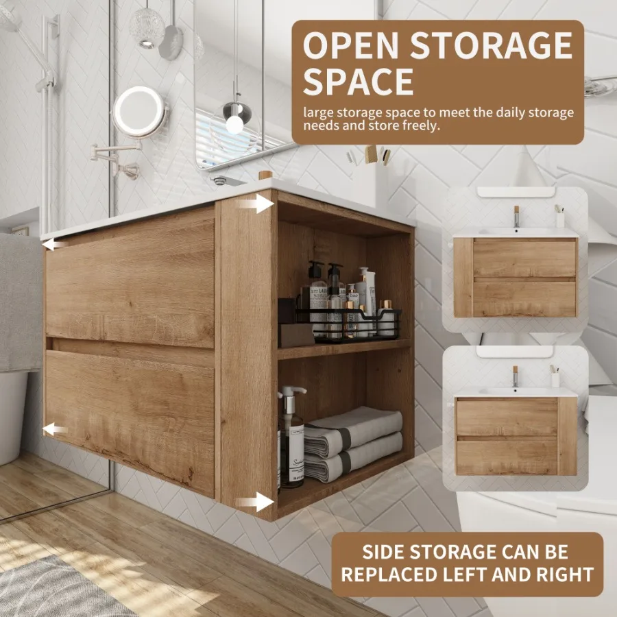 

30 Wall Mounting Bathroom Vanity With Gel Sink Soft Close Drawer