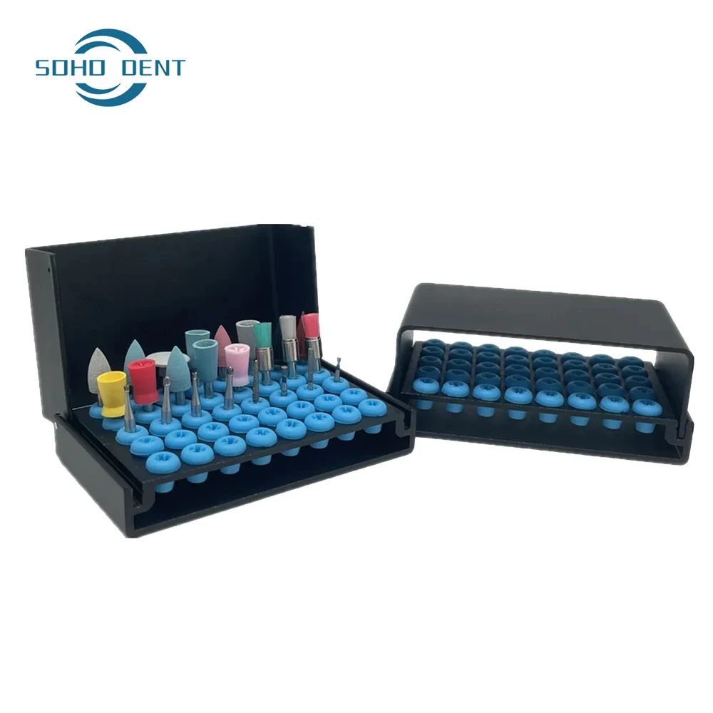 6Pcs Dental 40 Holes Burs Metal Holder Cleaning Stand Autoclave Sterilizer for High/Low Speed Dental Burs