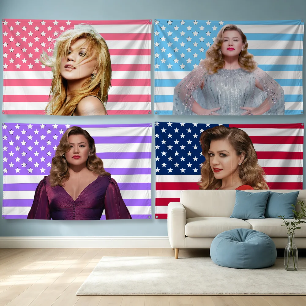 Singer K-Kelly Clarkson Flag Polyester Banner Flags For Party Club Outdoor Interior Wall Paper Decoration Banner