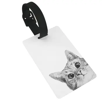 Sinsi kedi bagaj etiketleri bavul aksesuarları seyahat PVC sevimli bagaj yatılı etiketi taşınabilir etiket tutucu kimlik adı adresi