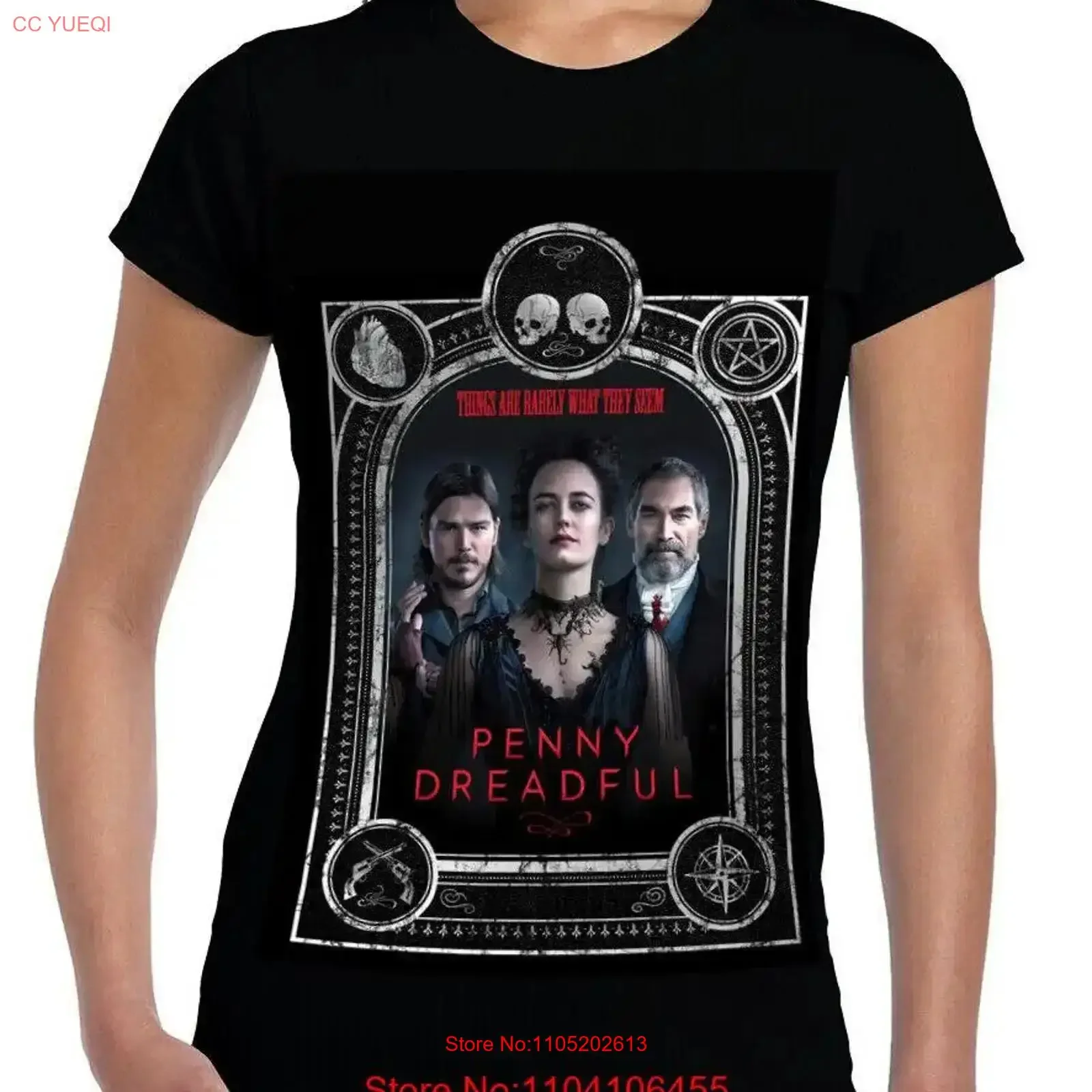 تي شيرت نسائي بأكمام قصيرة من PENNY DREADFUL تي شيرت دراما فانتاسي رعب عتيق مغسول ملابس غير رسمية أنيقة قليلاً #1