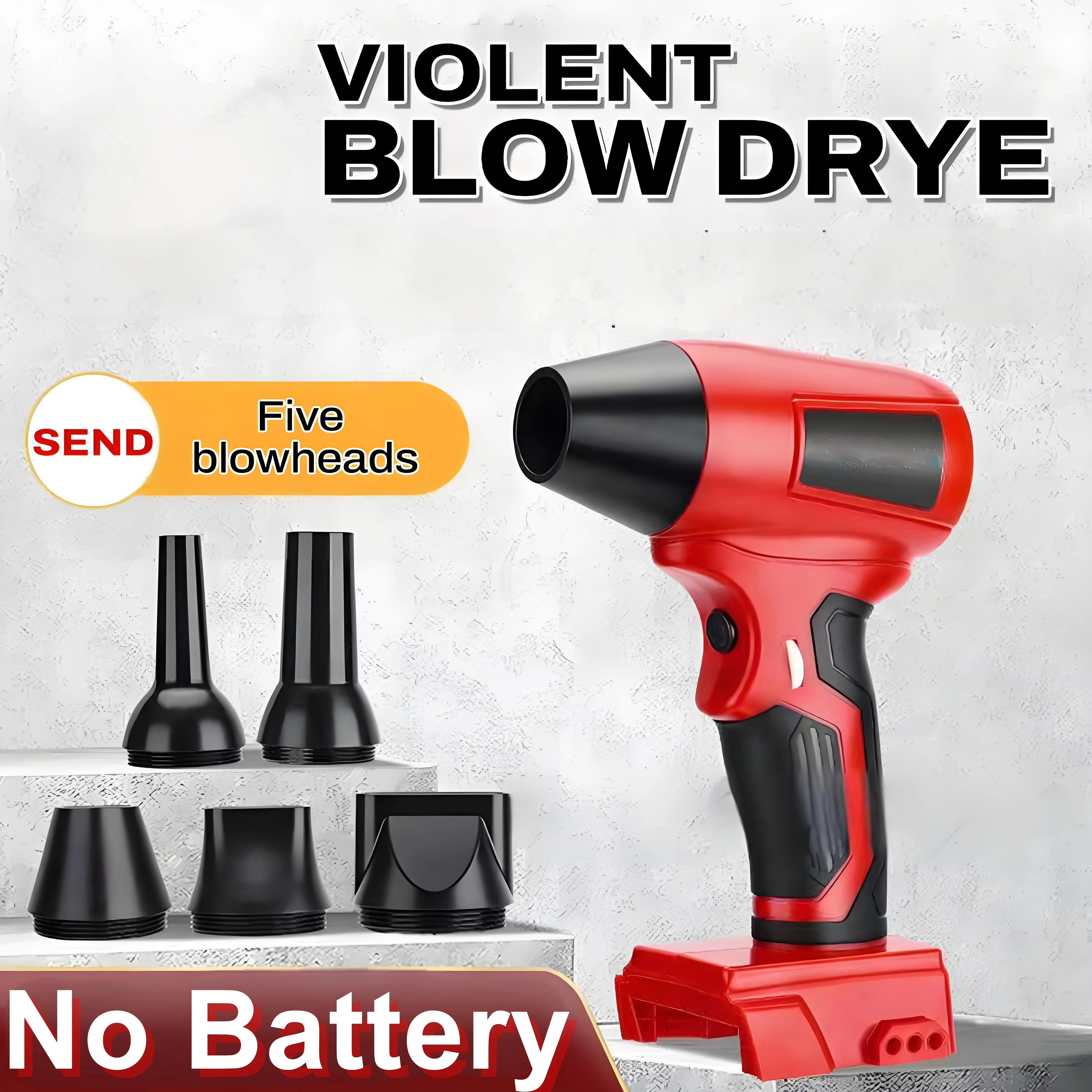

Cordless Jet Blower For Makita/Dewalt/Milwaukee TF05 Powerful Dust Blower With 5 Nozzles Outdoor Electric Dryer 20V No Battery
