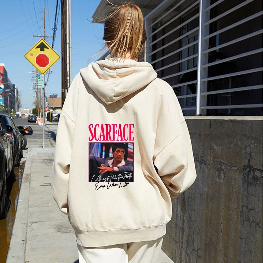 Filmography Scarface Zip Hoodie Even When I Lie I Always Tell The Truth Pattern Text Sweatshirts Retro Style Keep Warm