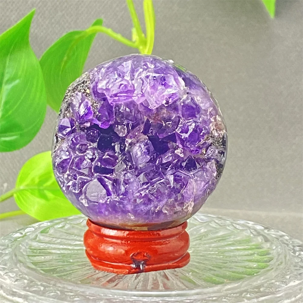 

Elegant Natural Amethyst Crystal Cave Opening Smiling Brazilian Mineral Specimen High-Quality Home Decoration Gift Ornament+Base