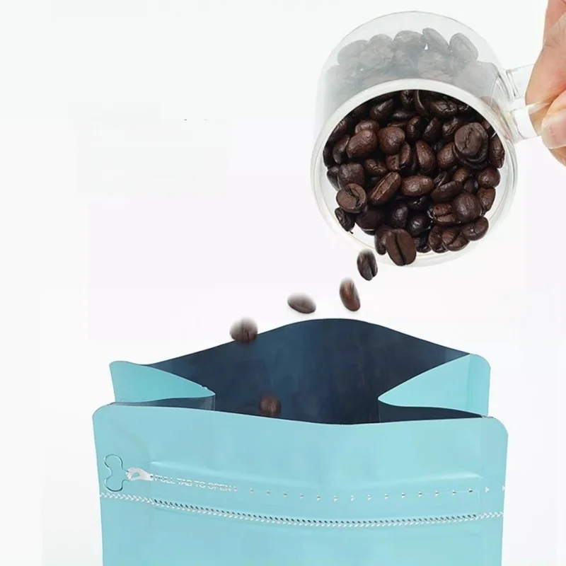 StoBag 50pcs Frosted Color Coffee Beans Bag Packaging Stand Up Octagonal Food Sealed Aluminum Foil Storage Reusable Pouches