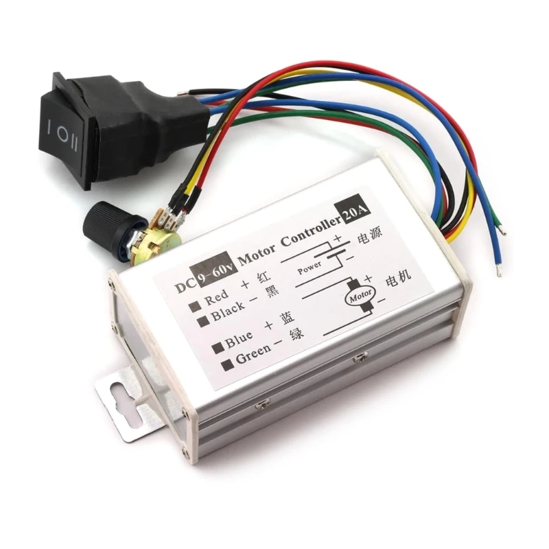 DC9V-60V DCMotor Speed Controllers Motor Driver Controls Modules 20A 1200W PWMMotor Regulator Governor Easy to Use