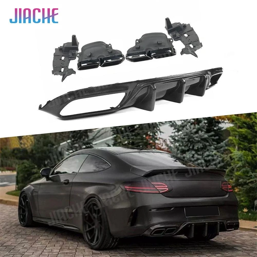 

Carbon Fiber Rear Lip Diffuser Spoiler Exhaust for Mercedes Benz C Class W205 C200 C43 C63 AMG Coupe 2 DOOR 2015 - 2020 FRP