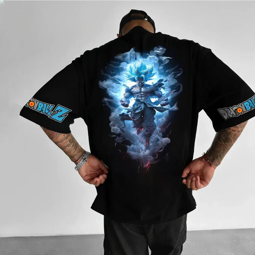 Dragon ball verão camiseta masculina anime japonês son goku outono dentro do menino crianças pai-filho moda tendência manga curta