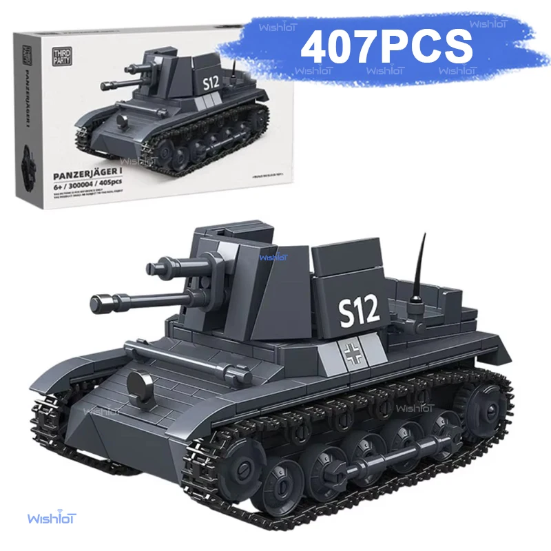 

German Panzerjager I Tank Destroyer WWII Military 407PCS Building Block Army Vehicle Brick Set Educational Boy Kids Gift