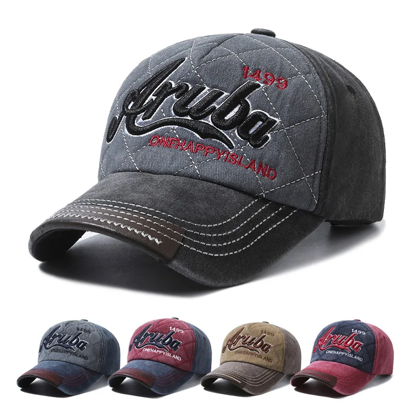Retro Denim Baseball Cap, Trendy Letter Embroidered Duckbill Cap, Versatile Outdoor Sun Protection Hat